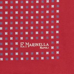 E.Marinella POCHETTE DA TASCHINO IN SETA STAMPATA A MANO BORDEAUX Microfantasia fiore Sale