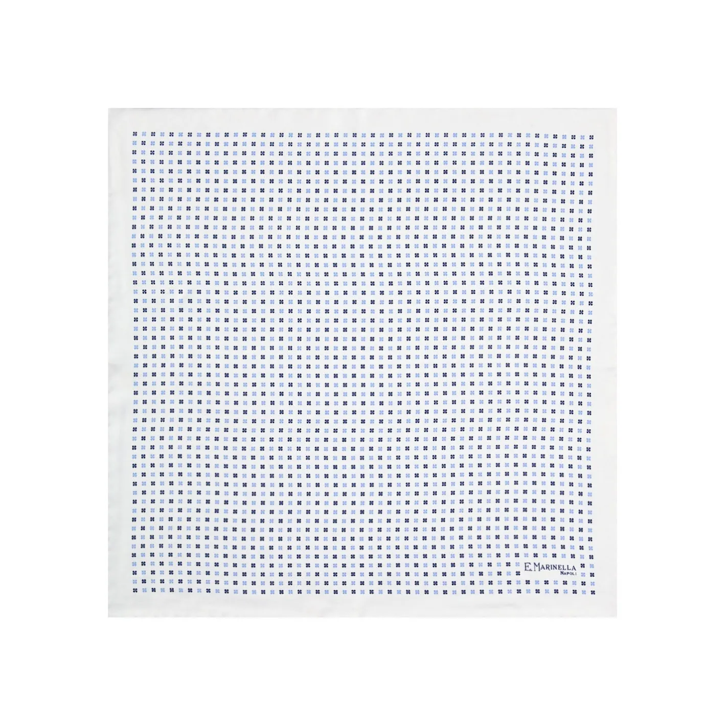 E.Marinella POCHETTE DA TASCHINO IN SETA STAMPATA A MANO BIANCA Microfantasia fiore Best