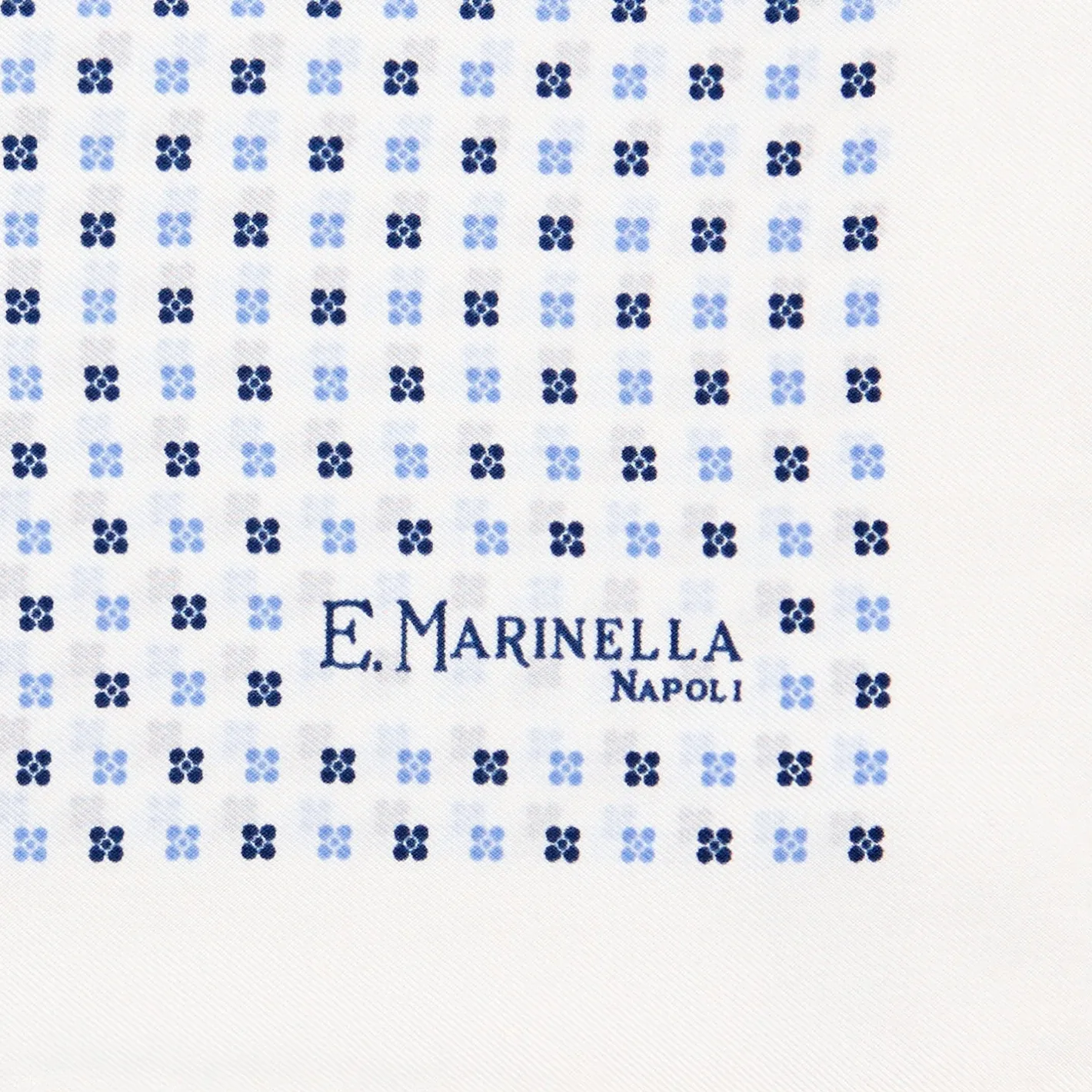 E.Marinella POCHETTE DA TASCHINO IN SETA STAMPATA A MANO BIANCA Microfantasia fiore Best