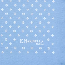 E.Marinella POCHETTE DA TASCHINO IN SETA STAMPATA A MANO AZZURRA Microfantasia fiore Outlet