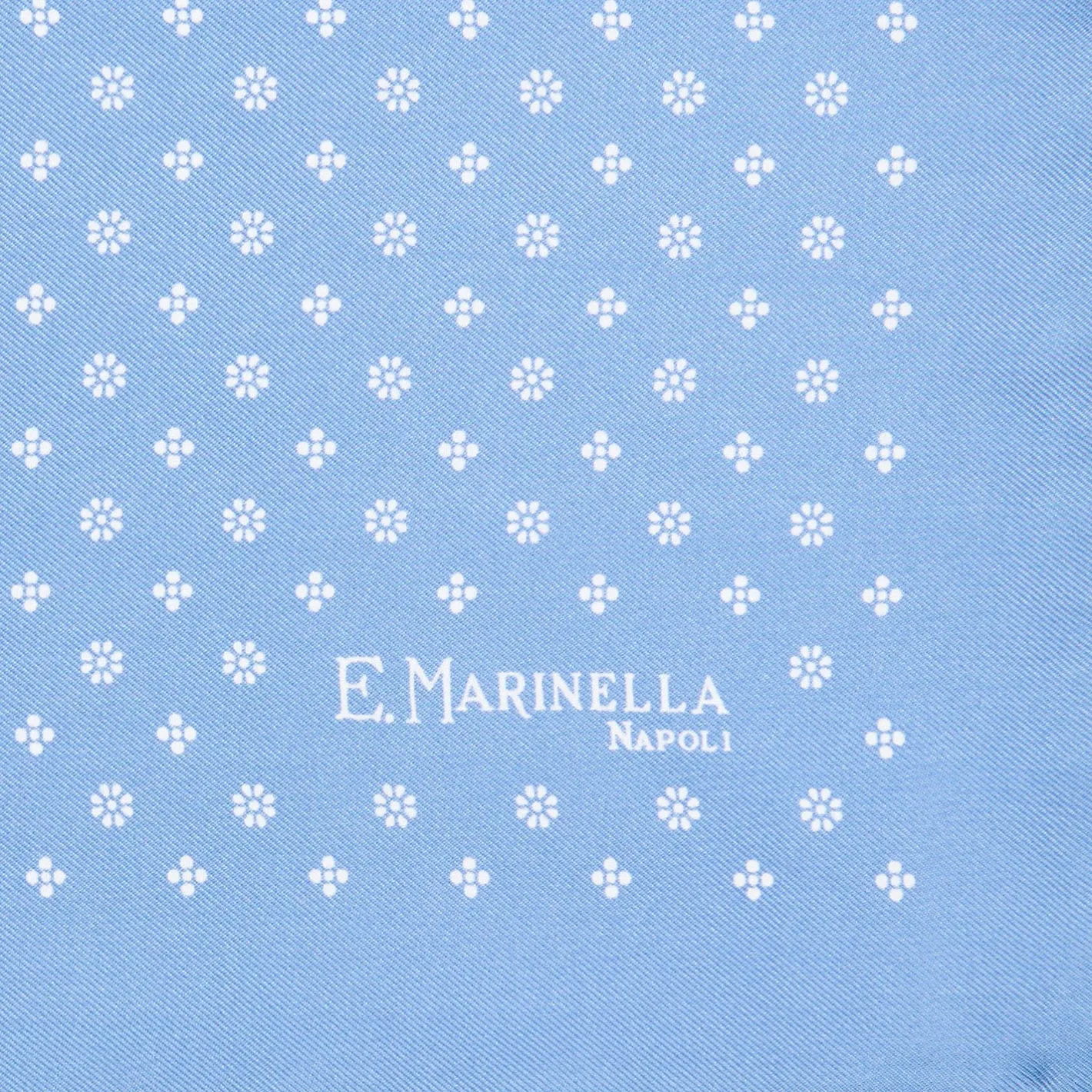 E.Marinella POCHETTE DA TASCHINO IN SETA STAMPATA A MANO AZZURRA Microfantasia fiore Outlet