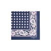 E.Marinella POCHETTE DA TASCHINO IN SETA STAMPATA A MANO BLU SCURO Microfantasia fiore Sale