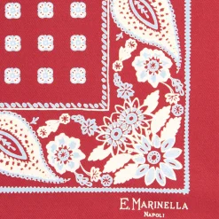 E.Marinella POCHETTE DA TASCHINO IN SETA STAMPATA A MANO BORDEAUX Macrofantasia fiore