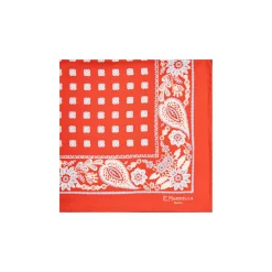 E.Marinella POCHETTE DA TASCHINO IN SETA STAMPATA A MANO BORDEAUX Macrofantasia fiore Outlet
