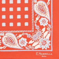 E.Marinella POCHETTE DA TASCHINO IN SETA STAMPATA A MANO BORDEAUX Macrofantasia fiore Outlet
