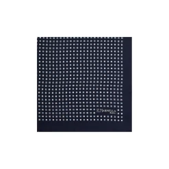 E.Marinella POCHETTE DA TASCHINO IN SETA STAMPATA A MANO BLU SCURO Microfantasia fiore Hot