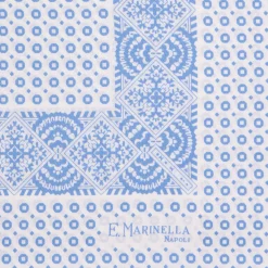 E.Marinella POCHETTE DA TASCHINO IN SETA STAMPATA A MANO BIANCA Microfantasia fiore Clearance