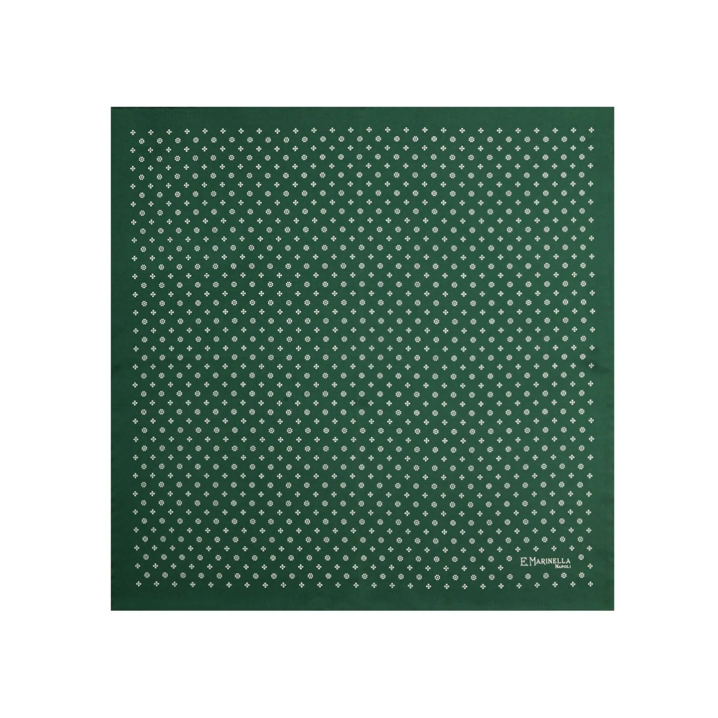 E.Marinella POCHETTE DA TASCHINO IN SETA STAMPATA A MANO VERDE SCURO Macrofantasia fiore Sale