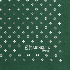 E.Marinella POCHETTE DA TASCHINO IN SETA STAMPATA A MANO VERDE SCURO Macrofantasia fiore Sale