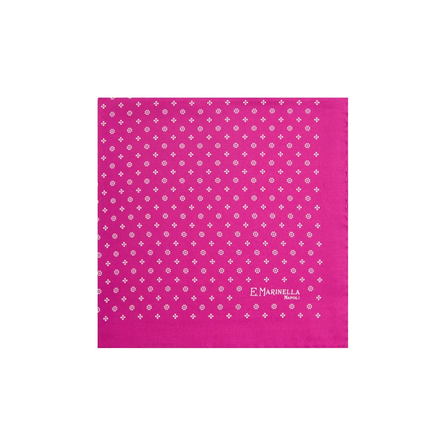 E.Marinella POCHETTE DA TASCHINO IN SETA STAMPATA A MANO FUCSIA Microfantasia fiore Discount