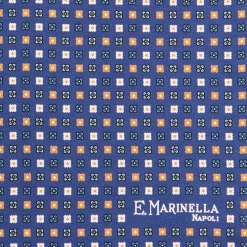 E.Marinella POCHETTE DA TASCHINO IN SETA STAMPATA A MANO BLU Microfantasia fiore Clearance