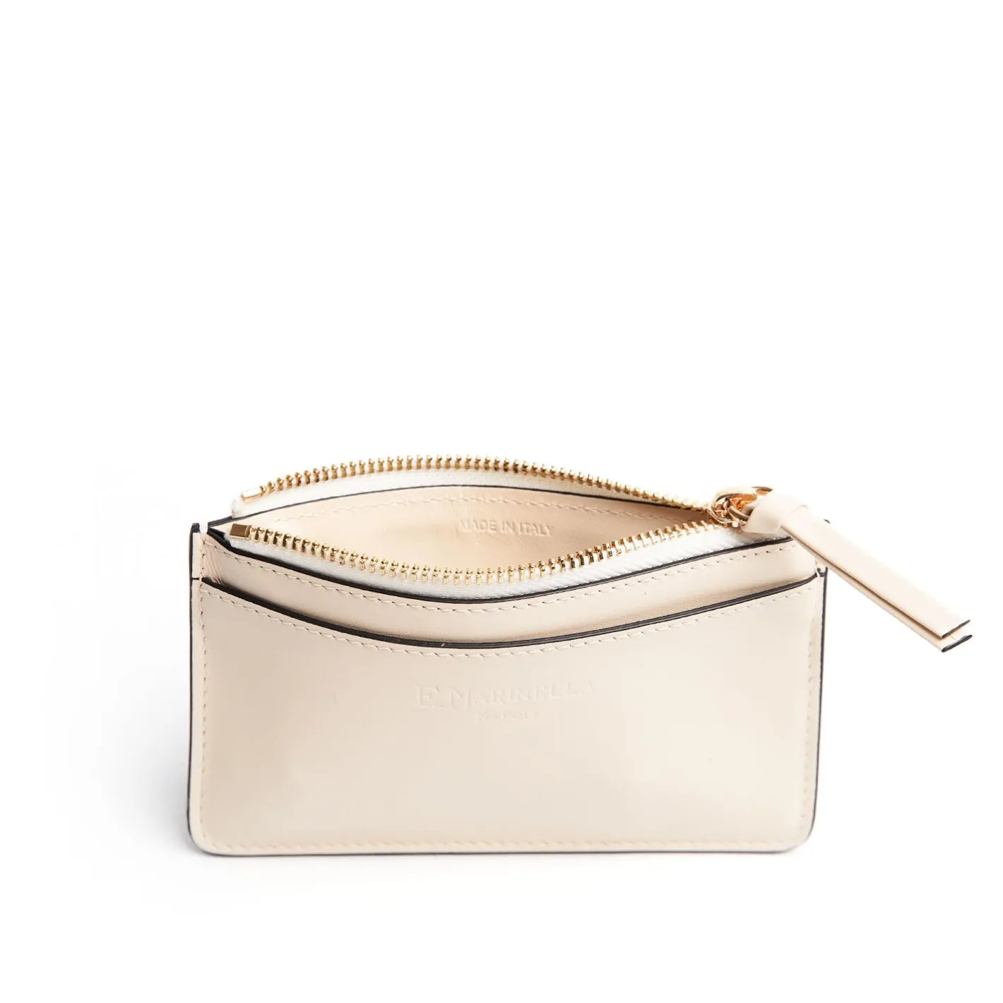 E.Marinella PORTA CARTE DI CREDITO BEIGE In pelle con zip