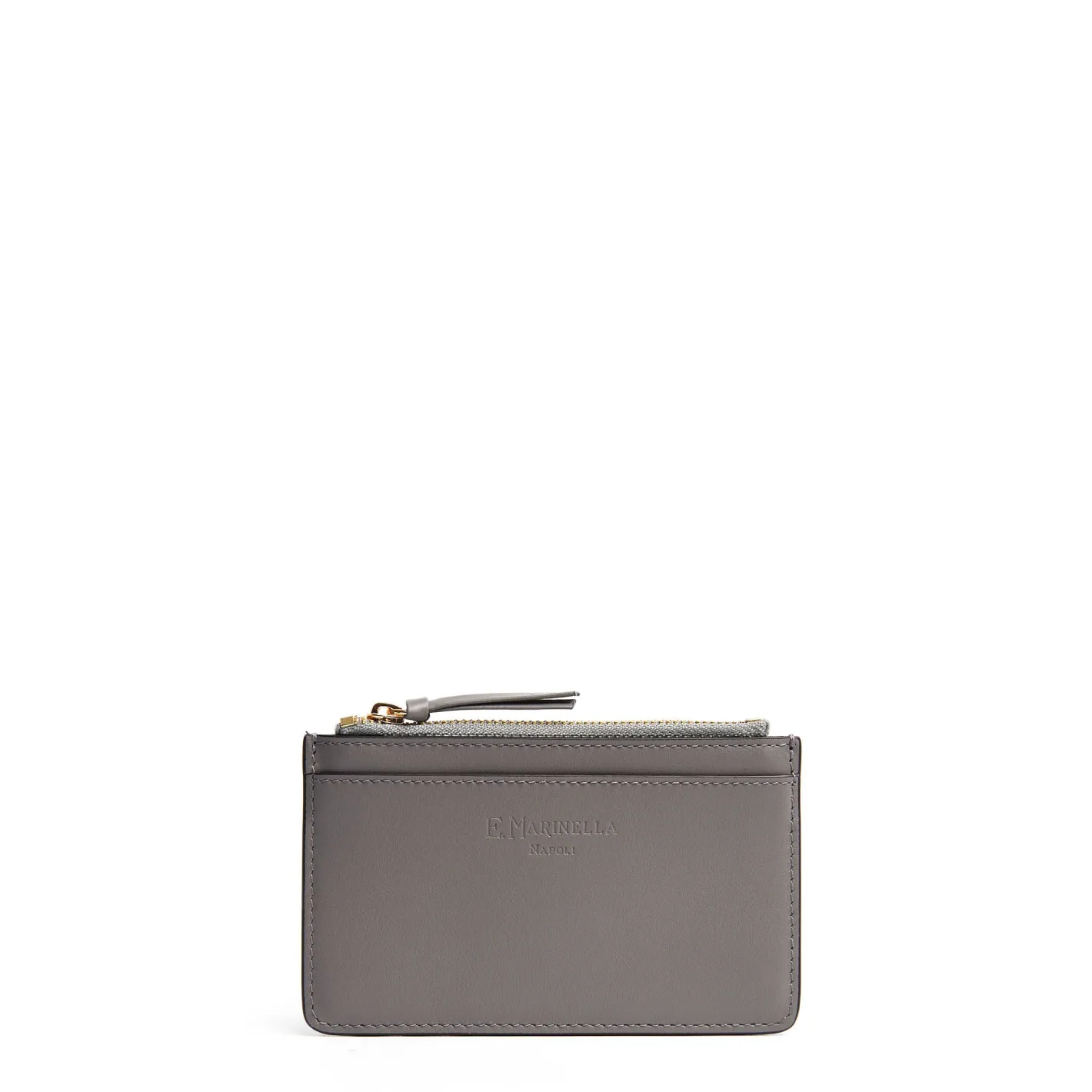 E.Marinella PORTA CARTE DI CREDITO GRIGIO In pelle con zip Outlet