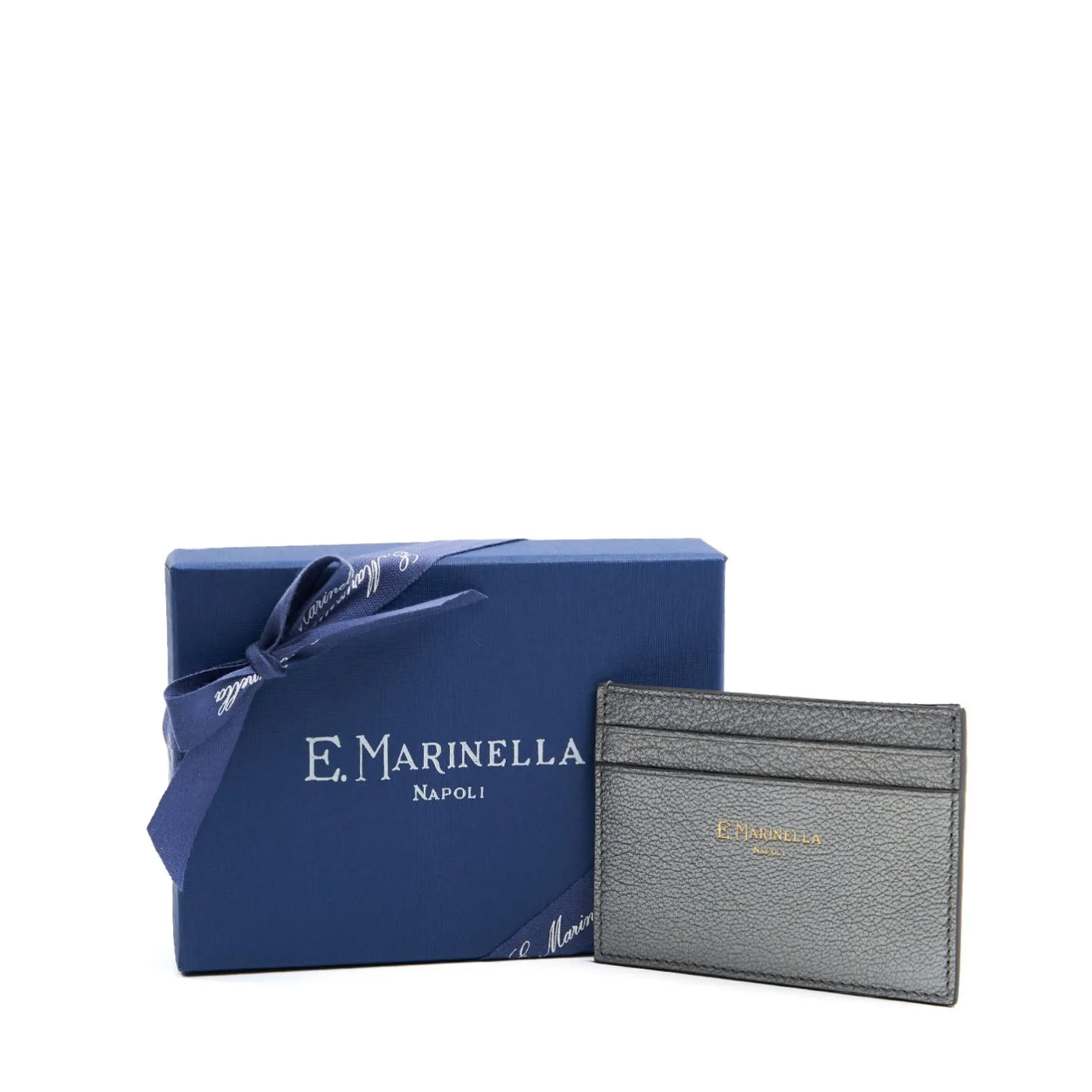 E.Marinella PORTACARTE DI CREDITO PICCOLO GRIGIO In pelle lisciapiombo Clearance