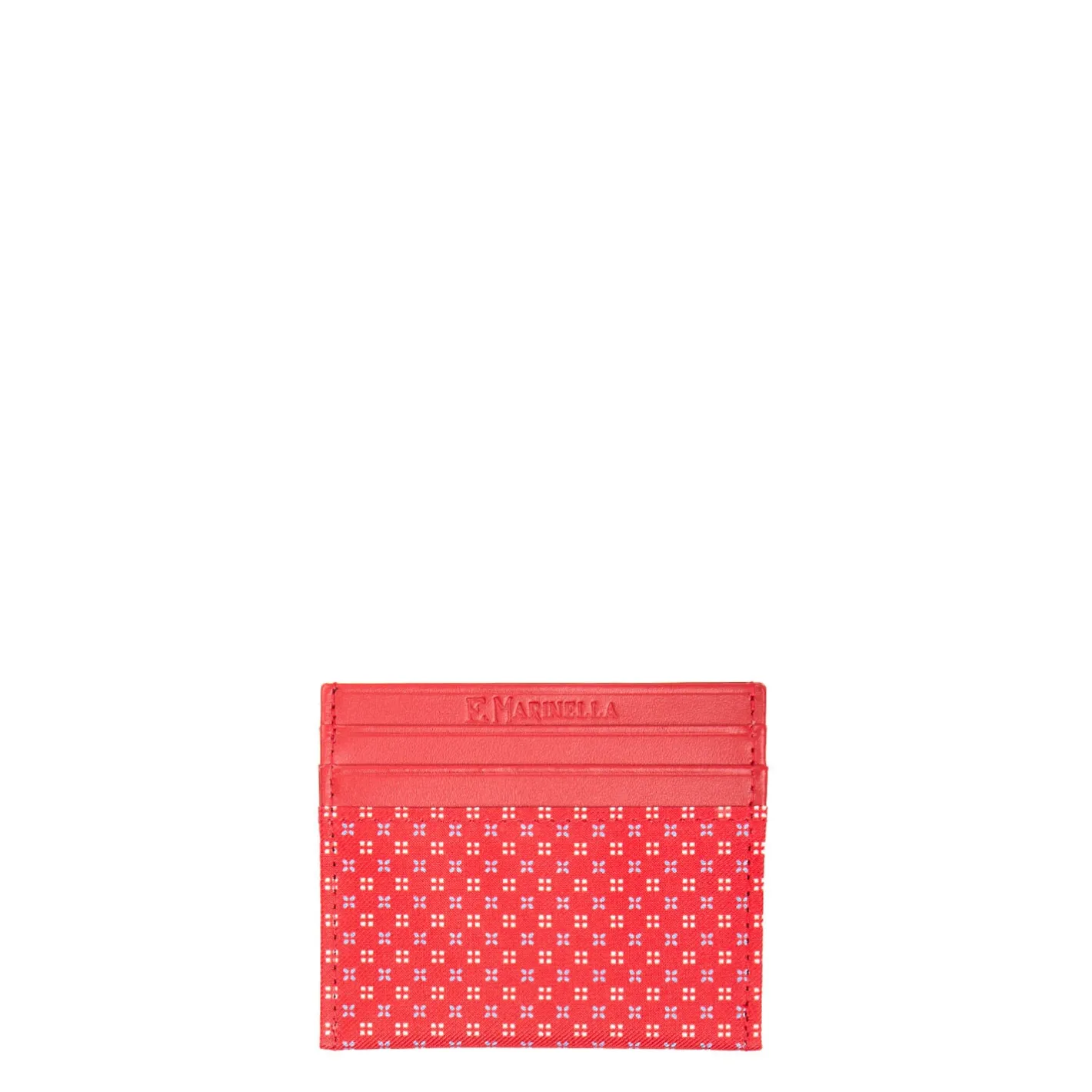 E.Marinella PORTACARTE DI CREDITO SETA E PELLE ROSSO 5 scomparti Hot