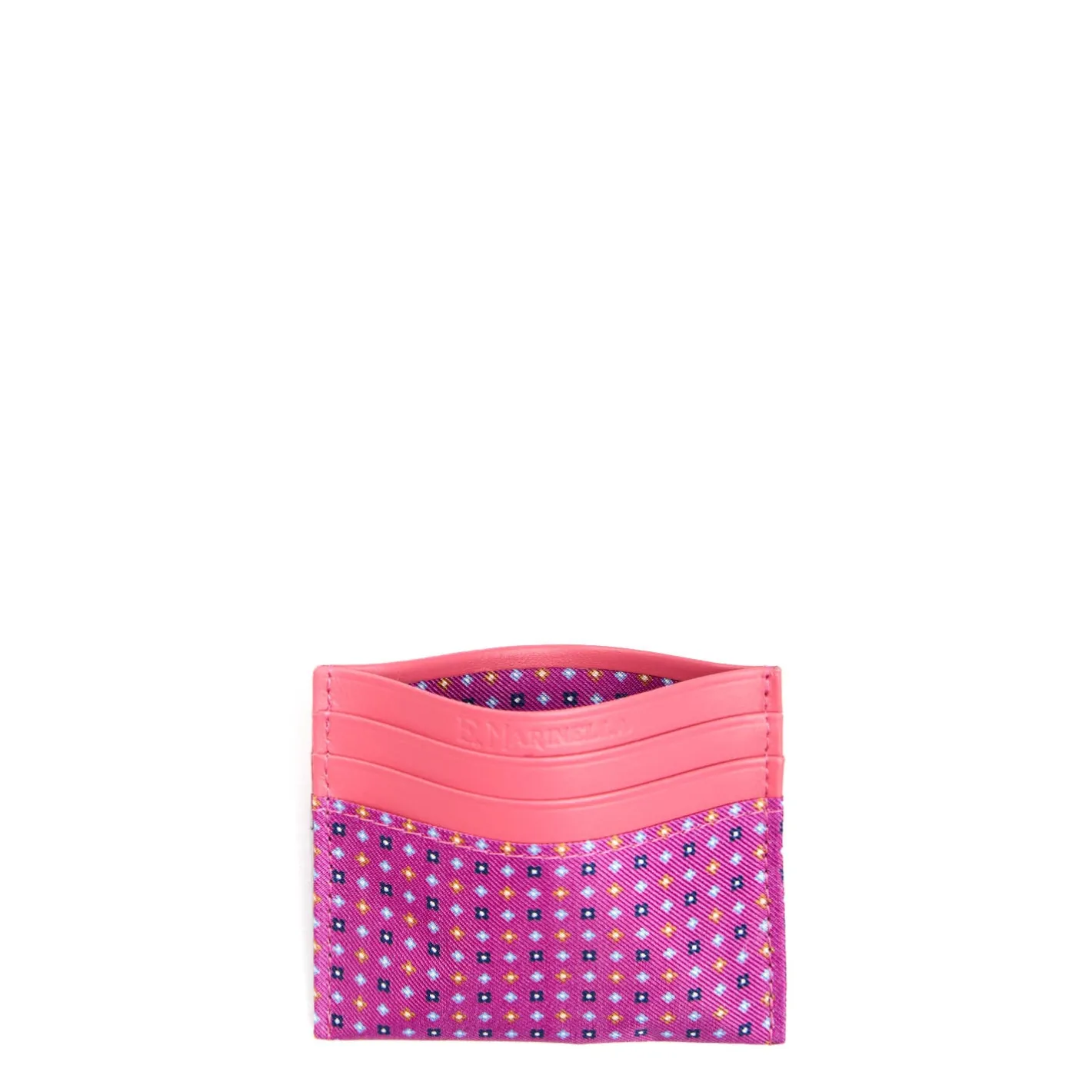 E.Marinella PORTACARTE DI CREDITO SETA E PELLE FUCSIA 5 scomparti Best