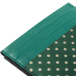 E.Marinella PORTACARTE DI CREDITO SETA E PELLE VERDE SCURO 5 scomparti Hot