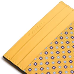 E.Marinella PORTACARTE DI CREDITO SETA E PELLE GIALLO 5 scomparti Best
