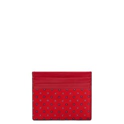 E.Marinella PORTACARTE DI CREDITO SETA E PELLE ROSSO 5 scomparti Discount
