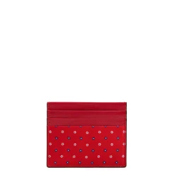 E.Marinella PORTACARTE DI CREDITO SETA E PELLE ROSSO 5 scomparti Hot