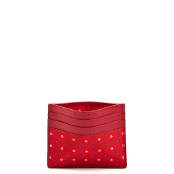 E.Marinella PORTACARTE DI CREDITO SETA E PELLE ROSSO 5 scomparti Hot