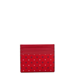 E.Marinella PORTACARTE DI CREDITO SETA E PELLE ROSSO 5 scomparti Hot