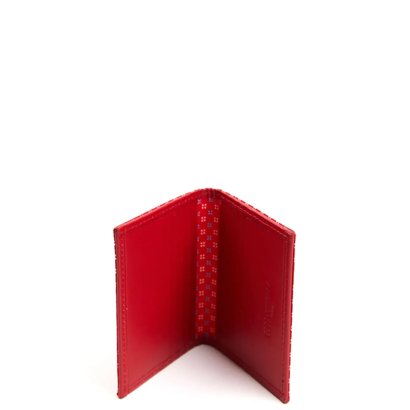 E.Marinella PORTACARTE PIEGHEVOLE IN SETA PELLE ROSSO 10 scomparti Discount