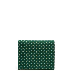 E.Marinella PORTACARTE PIEGHEVOLE IN SETA PELLE VERDE SCURO 10 scomparti Discount