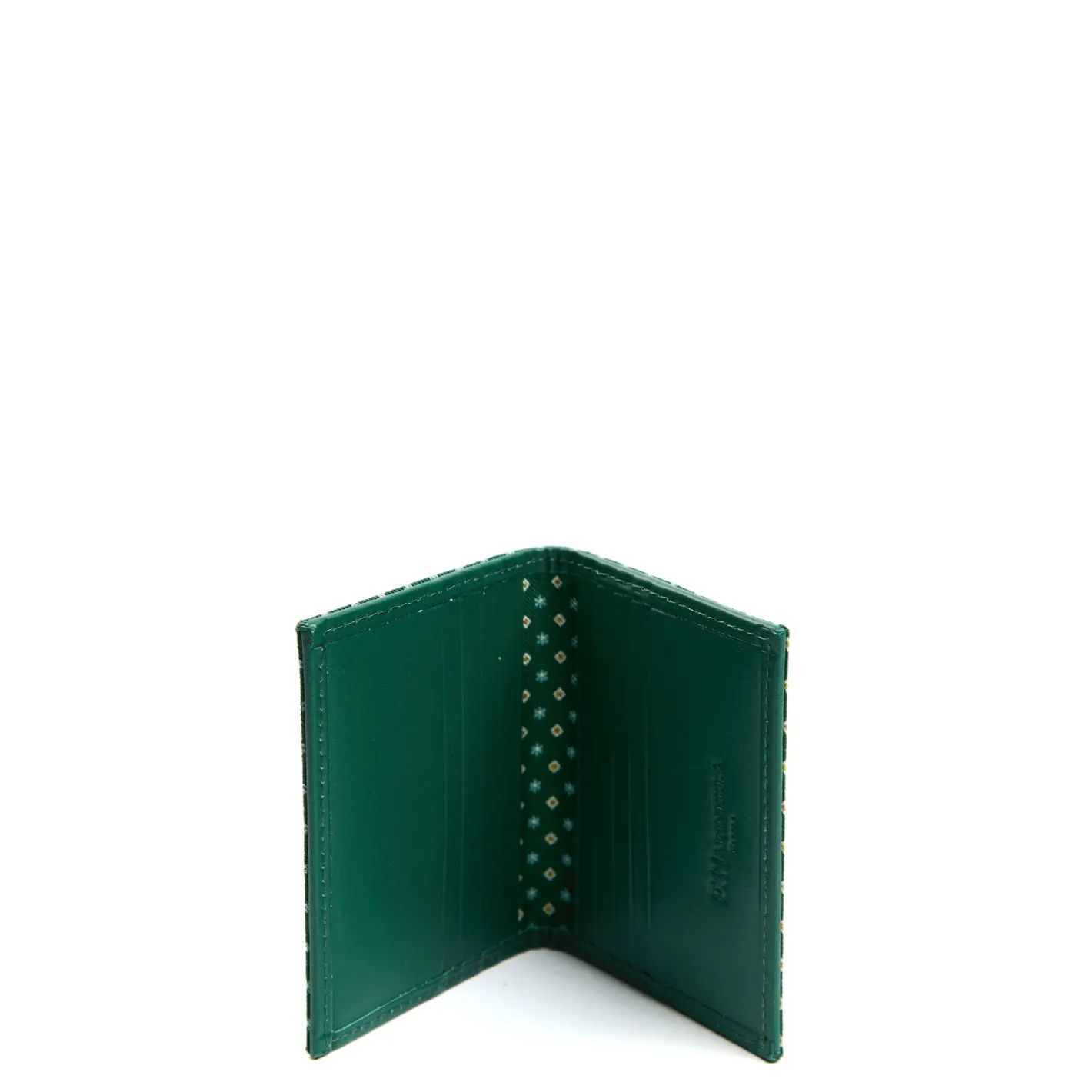 E.Marinella PORTACARTE PIEGHEVOLE IN SETA PELLE VERDE SCURO 10 scomparti Discount