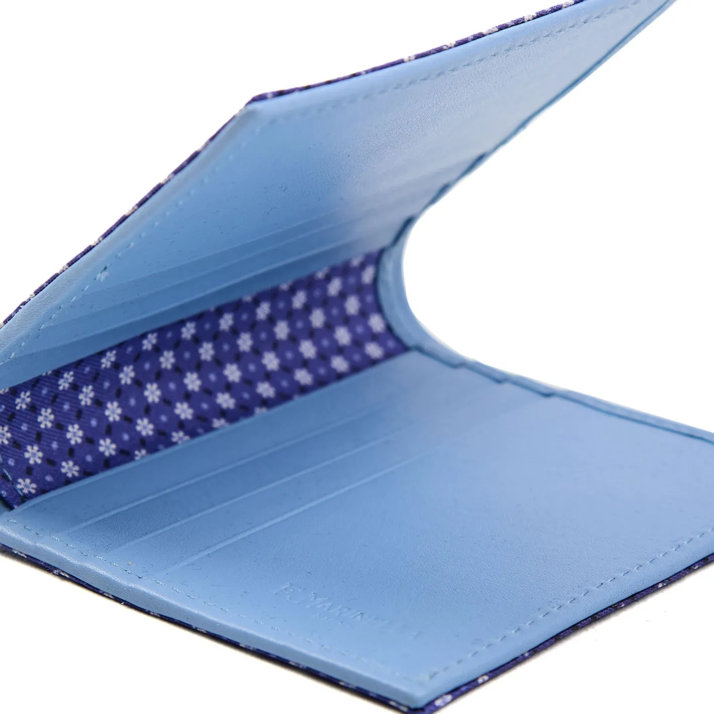 E.Marinella PORTAFOGLIO PICCOLO BLU In seta e pelle Outlet