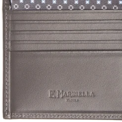 E.Marinella PORTAFOGLIO PICCOLO GRIGIO SCURO In seta e pelle New