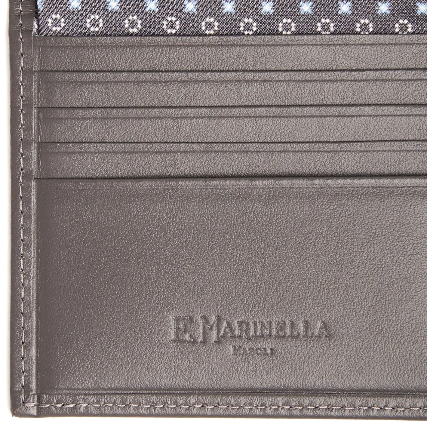 E.Marinella PORTAFOGLIO PICCOLO GRIGIO SCURO In seta e pelle New