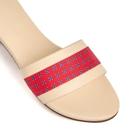 E.Marinella SANDALO FLAT ICONOGRAPHIC SIGNATURE Con fascia in seta rossa Online