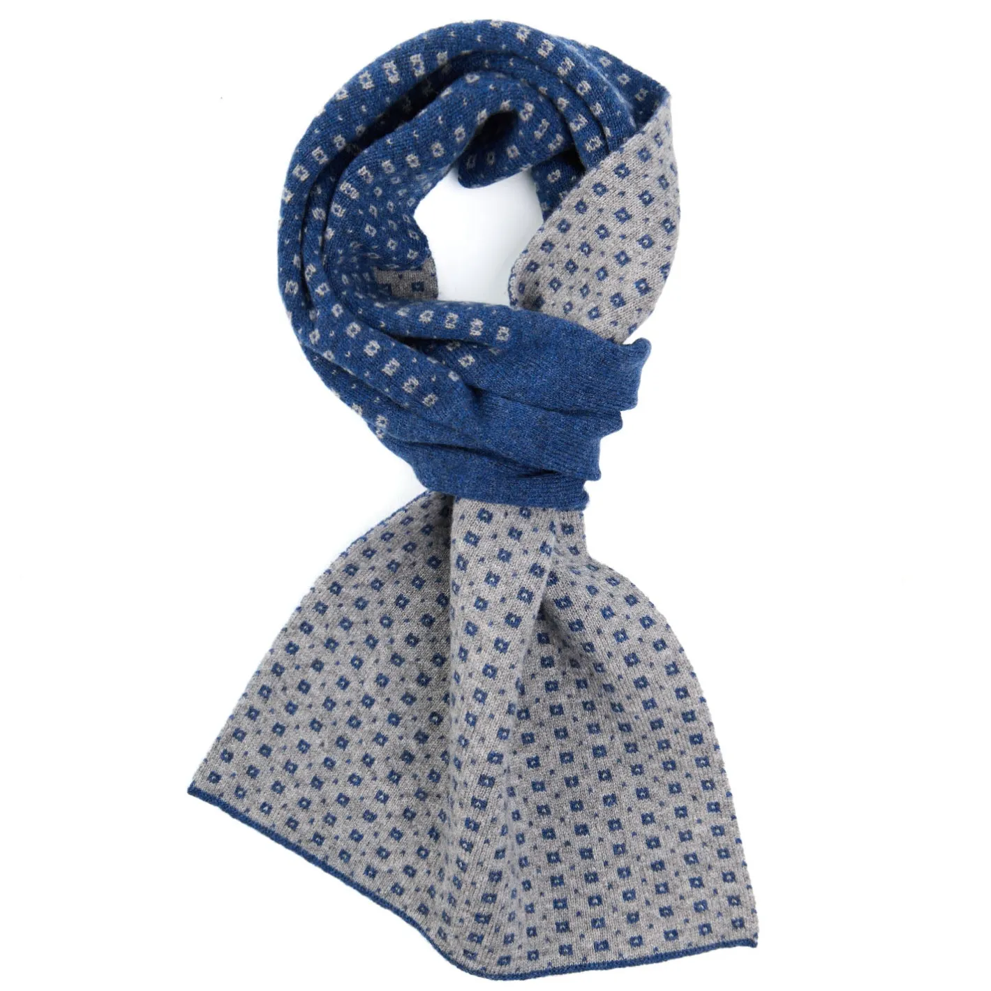 E.Marinella SCALDACOLLO BLU MICROFANTASIA In cashmere Best