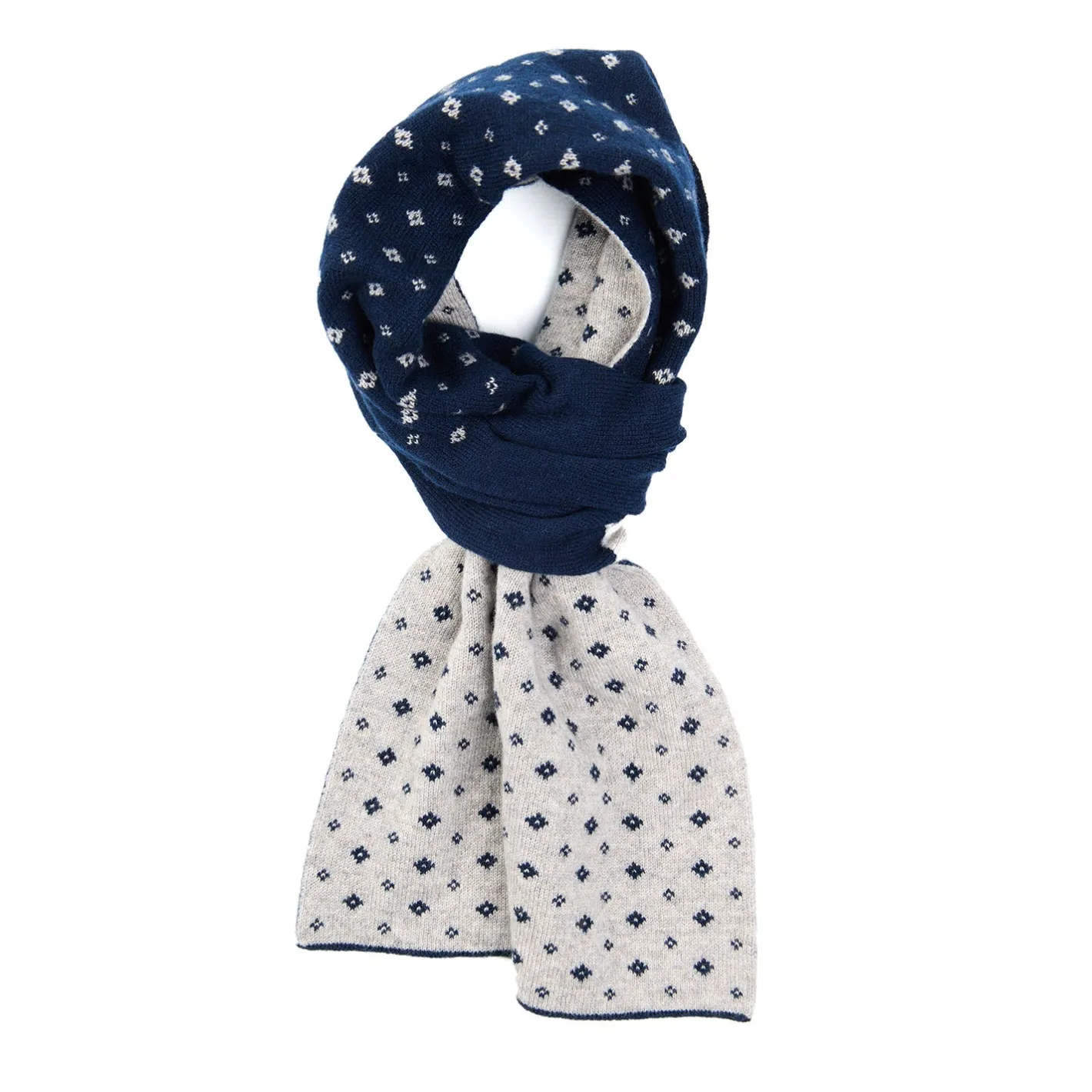 E.Marinella SCALDACOLLO BLU SCURO MICROFANTASIA In cashmere Hot