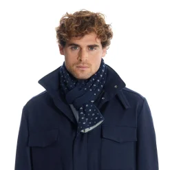 E.Marinella SCALDACOLLO BLU SCURO MICROFANTASIA In cashmere Hot