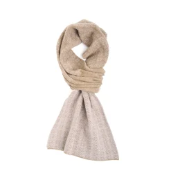 E.Marinella SCALDACOLLO MARRONE CHIARO E BEIGE MICROFANTASIA In cashmere