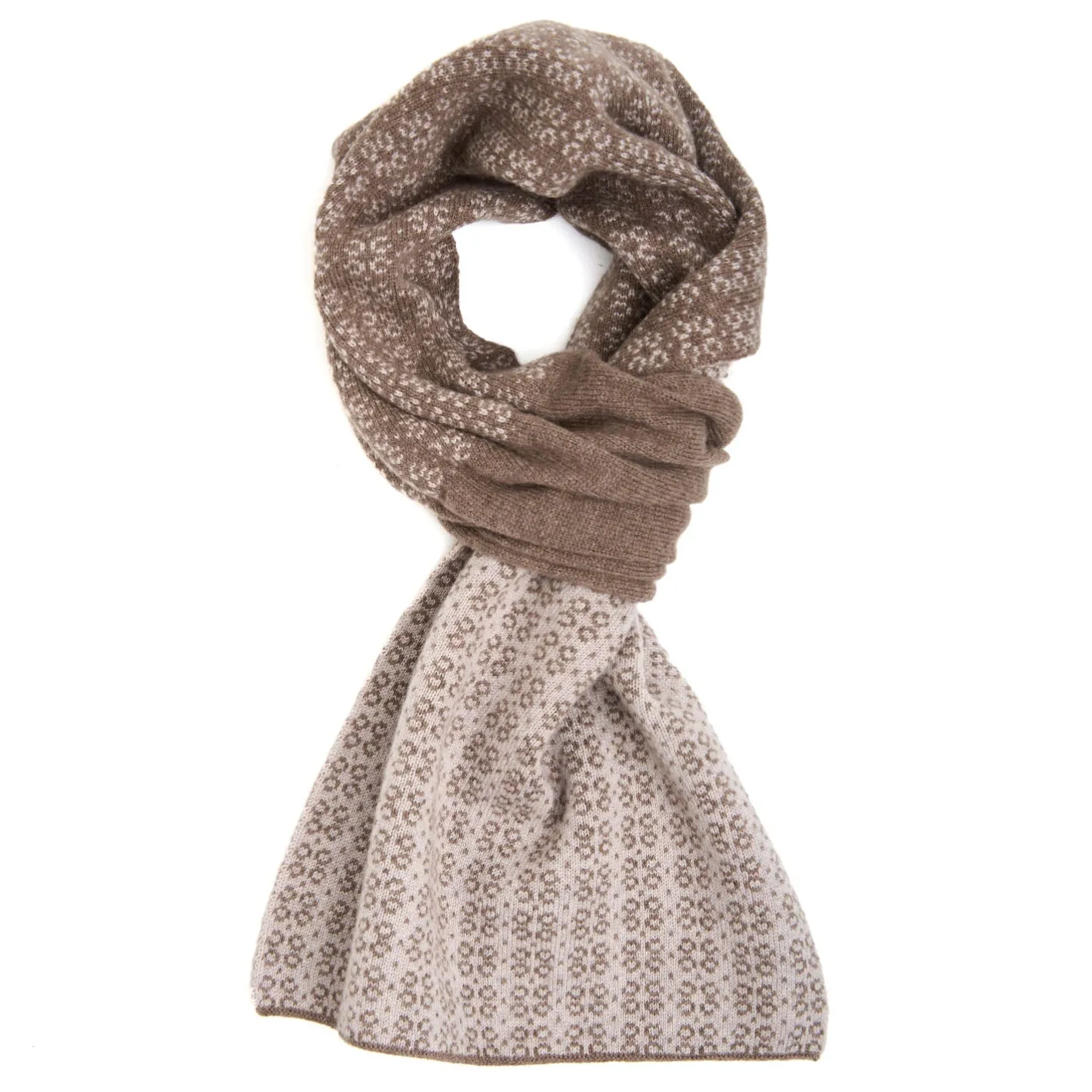 E.Marinella SCALDACOLLO MARRONE SCURO E BEIGE MICROFANTASIA In cashmere Best