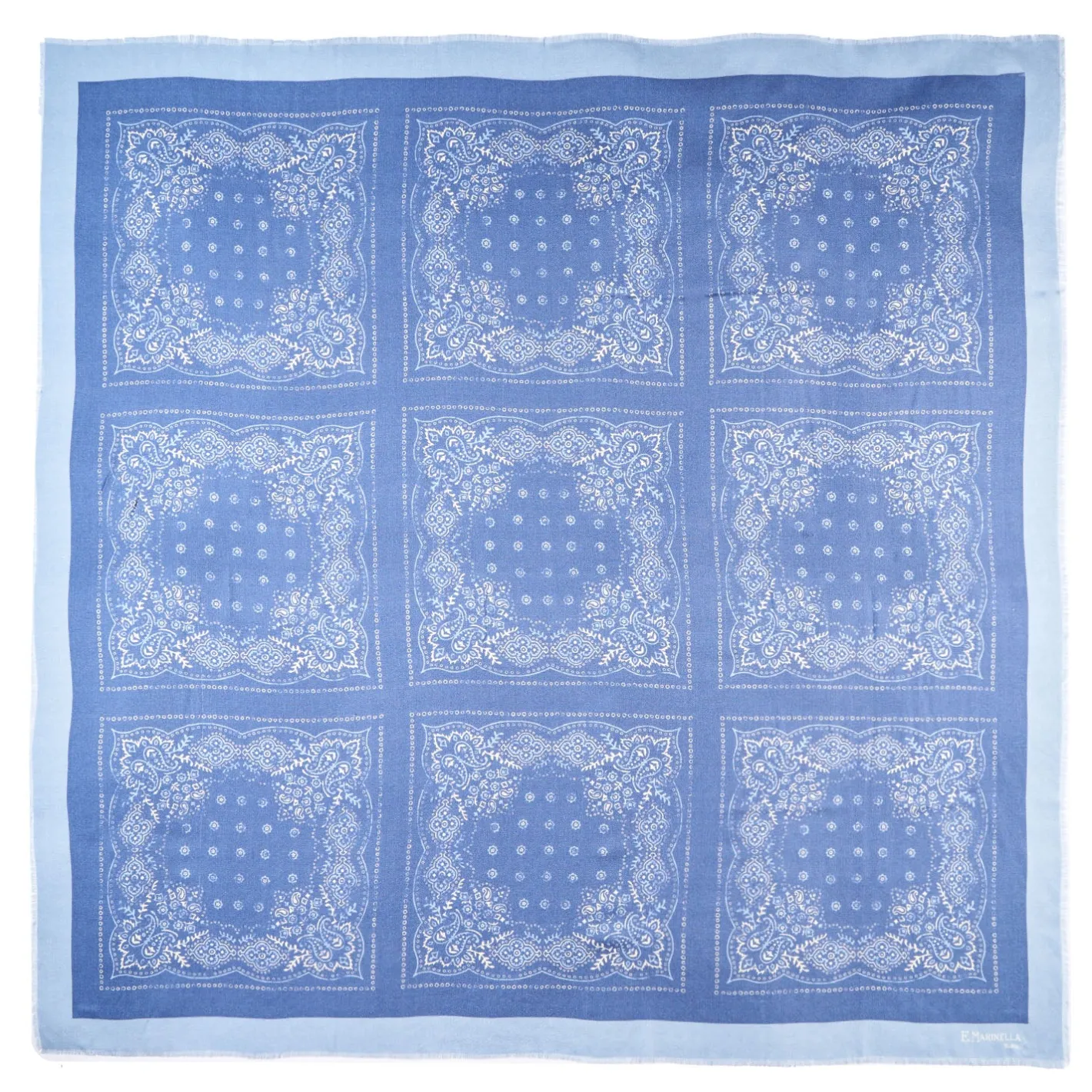 E.Marinella SCIALLE 135 AZZURRO In lana e seta Clearance