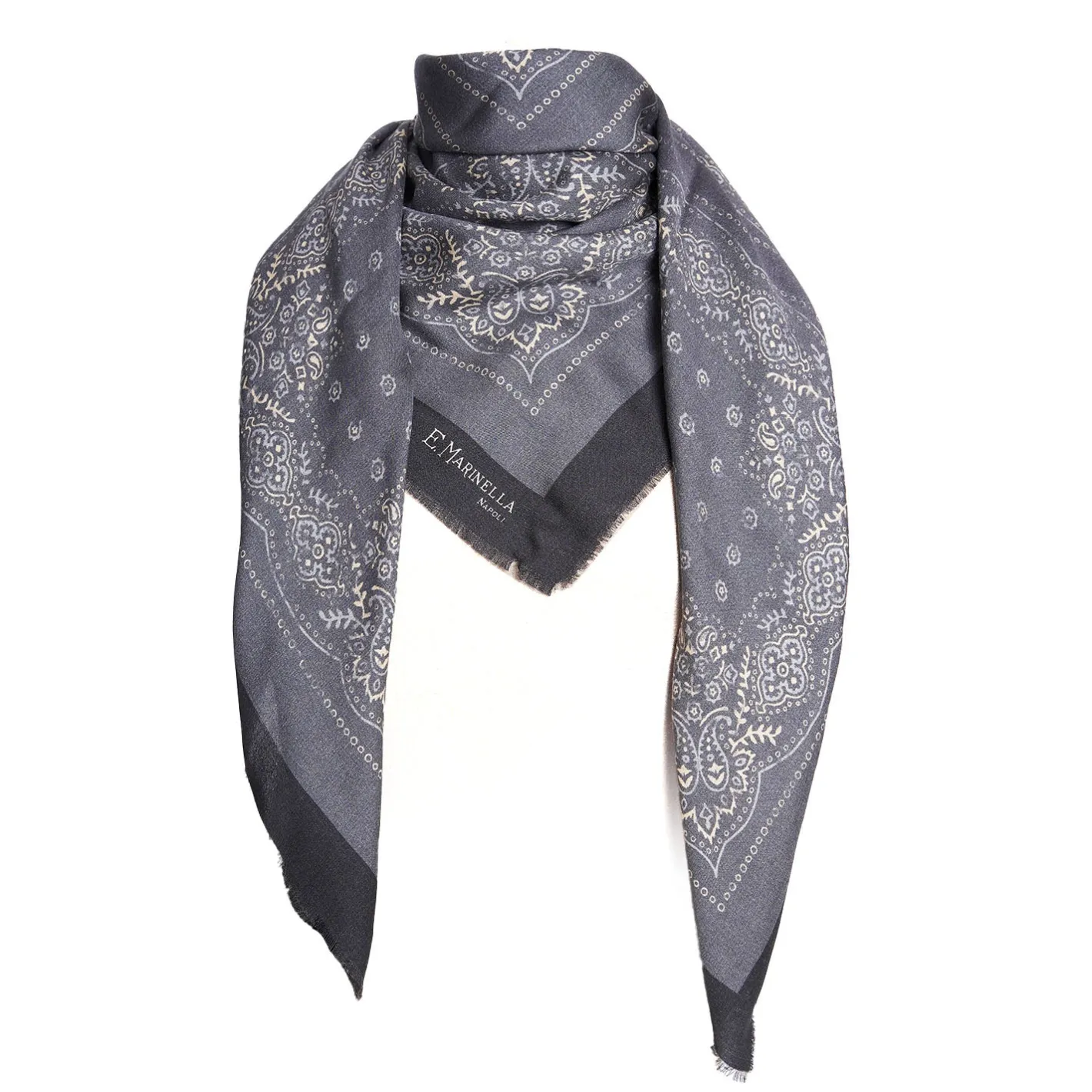 E.Marinella SCIALLE 135 GRIGIO In lana e seta Discount
