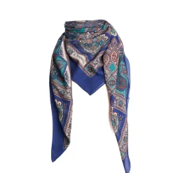 E.Marinella SCIALLE 140 VERDE E BLUETTE IN LANA Motivo floreale Online