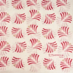 E.Marinella SCIARPA BEIGE IN COTONE E LINO Ventagli rossi New