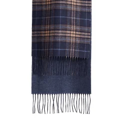 E.Marinella SCIARPA BICOLOR BLU IN SETA E CASHMERE Check Hot