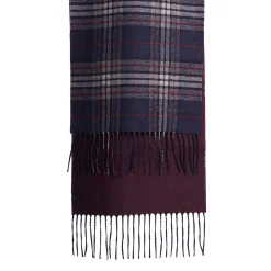E.Marinella SCIARPA BICOLOR BLU SCURO IN SETA E CASHMERE Check New