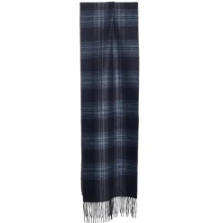 E.Marinella SCIARPA BICOLOR BLU SCURO IN SETA E CASHMERE Check Clearance