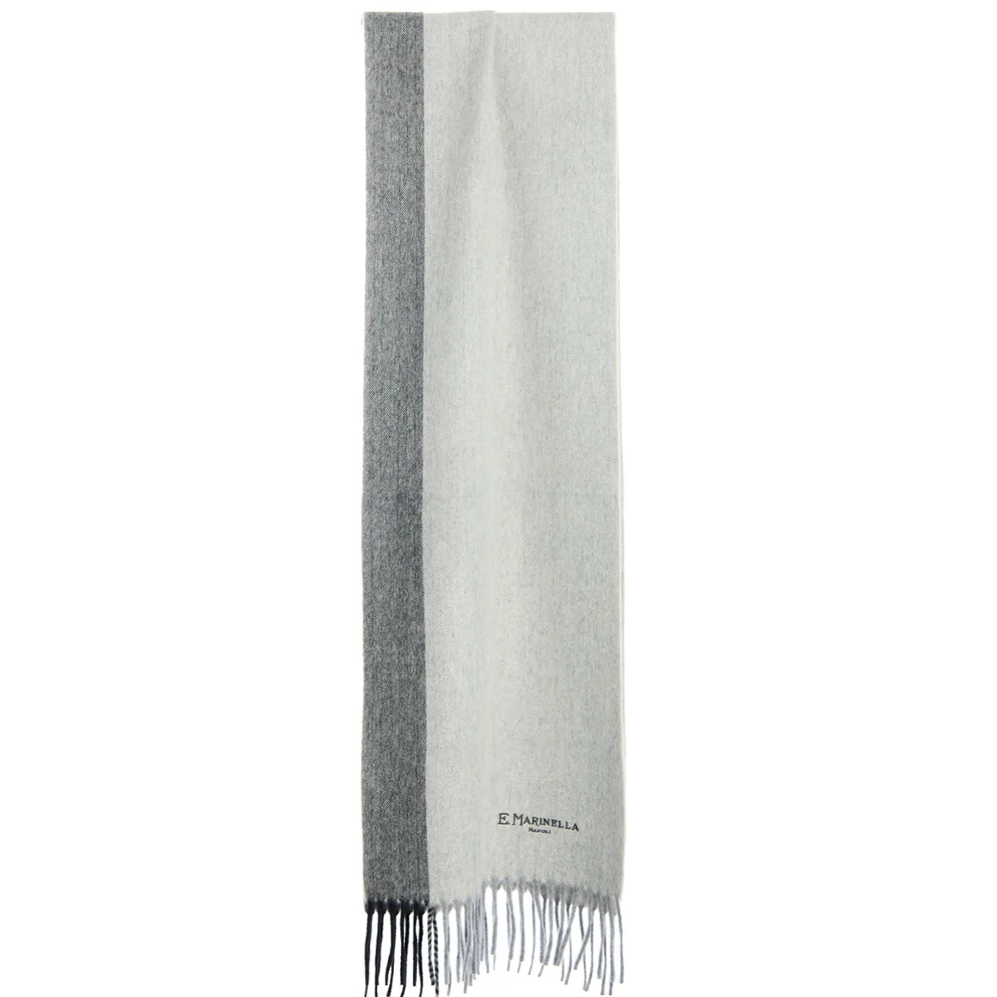 E.Marinella SCIARPA BICOLOR GRIGIO CHIARO IN LANA E CASHMERE Tinta unita Best
