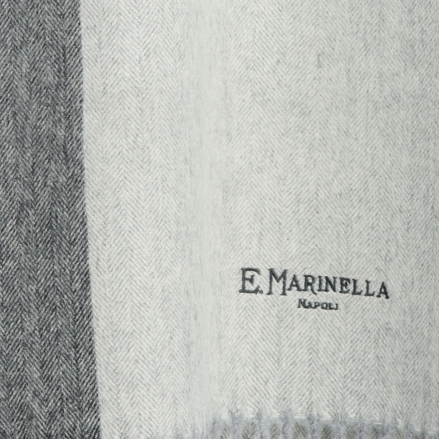 E.Marinella SCIARPA BICOLOR GRIGIO CHIARO IN LANA E CASHMERE Tinta unita Best