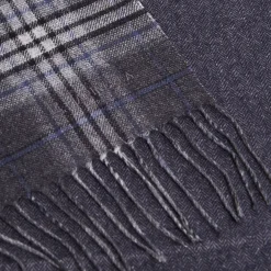 E.Marinella SCIARPA BICOLOR GRIGIO SCURO IN SETA E CASHMERE Check New