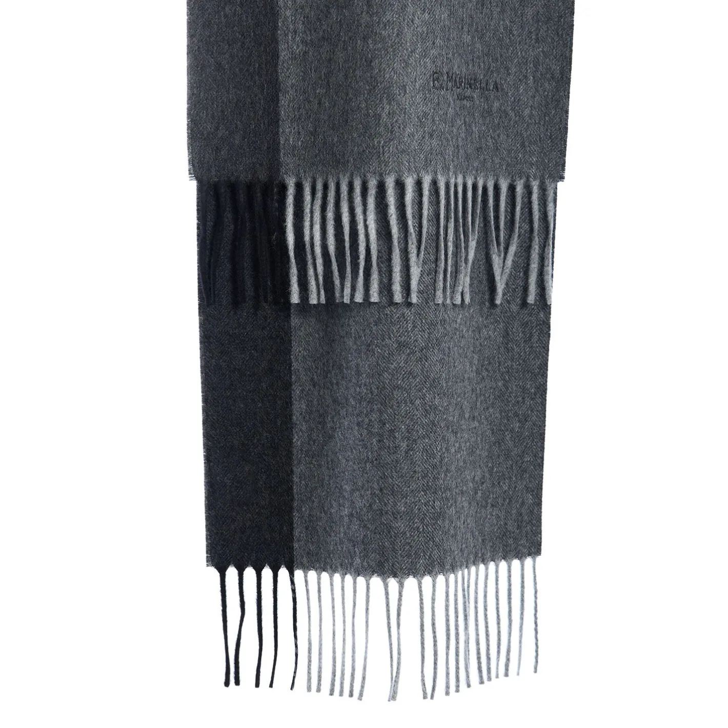 E.Marinella SCIARPA BICOLOR GRIGIO SCURO IN LANA E CASHMERE Tinta unita Online
