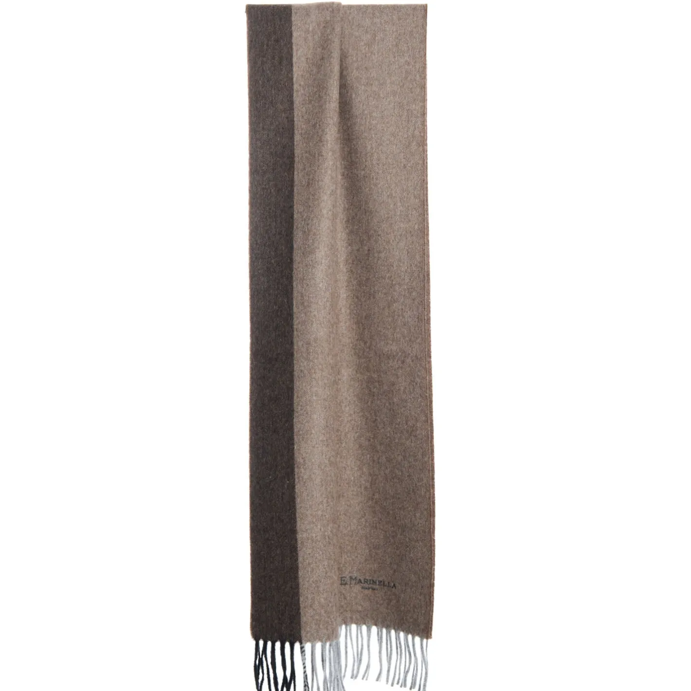E.Marinella SCIARPA BICOLOR MARRONE IN LANA E CASHMERE Tinta unita Online